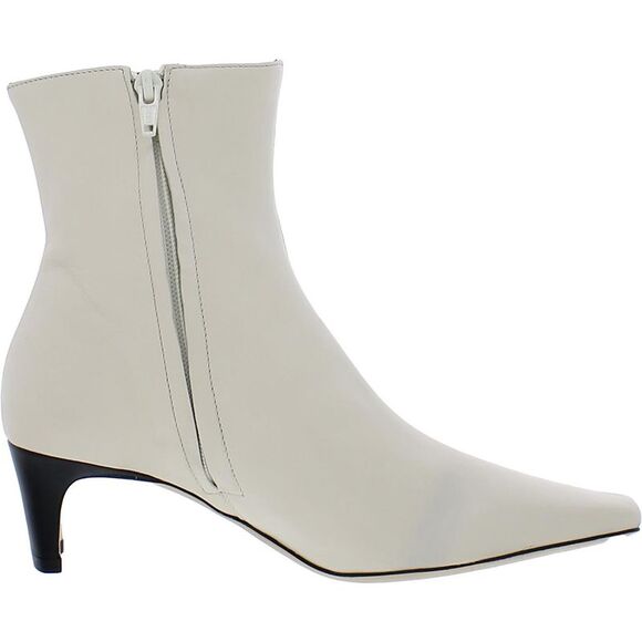 STAUD Womens Wally B/W Leather Squared Toe Zipper Ankle Boots Shoes NWT - Picture 2 of 3